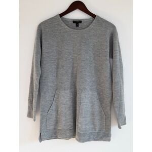 J Crew 100% Merino Wool Pocket Sweater Minimalist Women XS Gray‎ Office Layering
